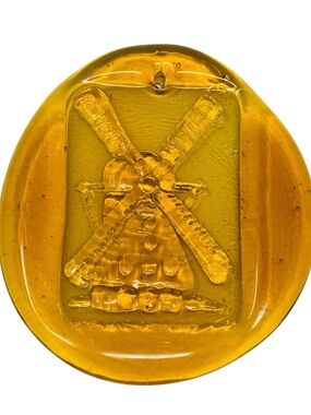 Sun Catcher Amber Glass Windmill Design Window Decoration Hanging Ornament